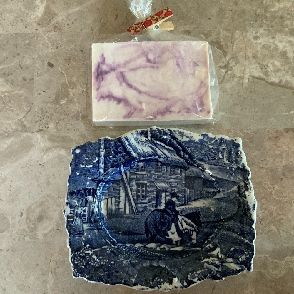 Handmade Oatmeal Lavender Lemon Soap & Dish
